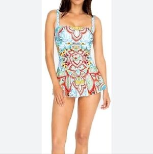 JOHNNY WAS HELOISE RUCHED SKIRTED ONE PIECE SZ XS. Swim